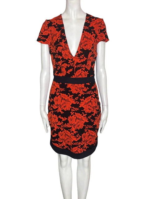 Vestido Colcci Estampado Cuello v Naranja - Talla M