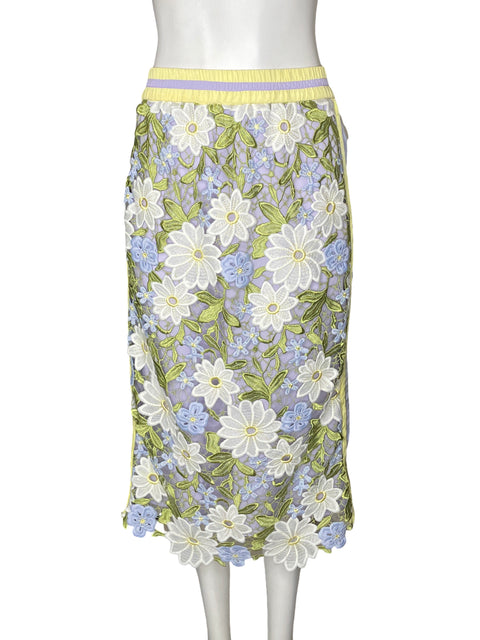 Falda Current Air Troquelado Floral Morado - Talla S