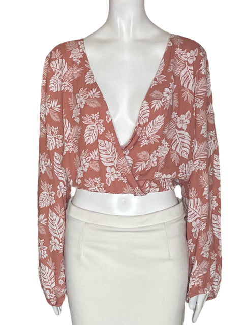 Blusa Peach Love Estampado Cuello v Beige - Talla L