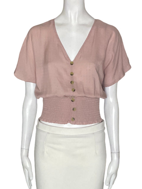 Blusa Planet Gold Liso Manga corta Beige - Talla S
