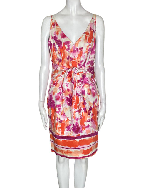 Vestido Aidan Mattox Estampado Midi Naranja - Talla 6