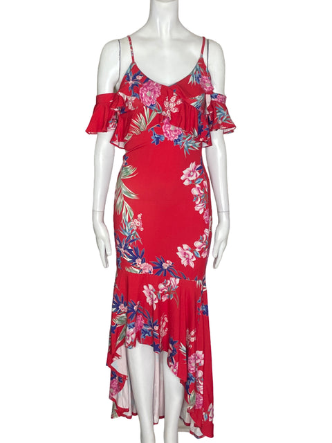Vestido Studio F Estampado Ruchas Rojo - Talla 6