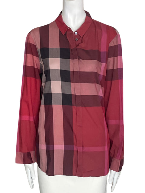 Camisa Burberry de Algodón Cuadros Manga larga Rojo - Talla XL