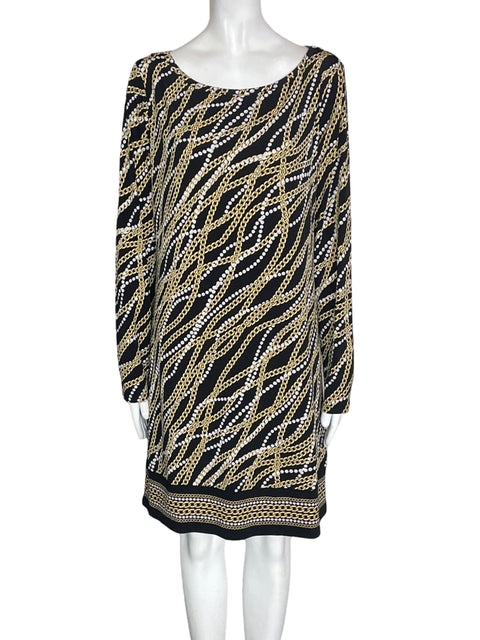 Vestido Michael Kors Estampado Midi Negro - Talla L