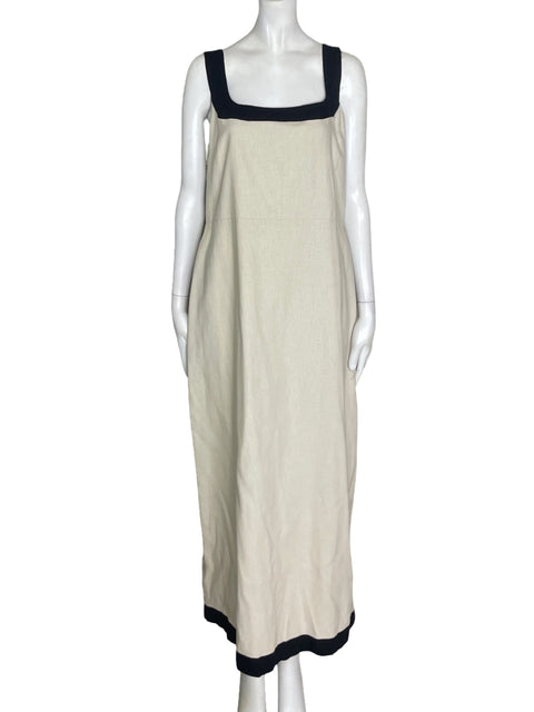 Vestido Abercrombie & Fitch de Algodón Tiras Maxi Beige - Talla L