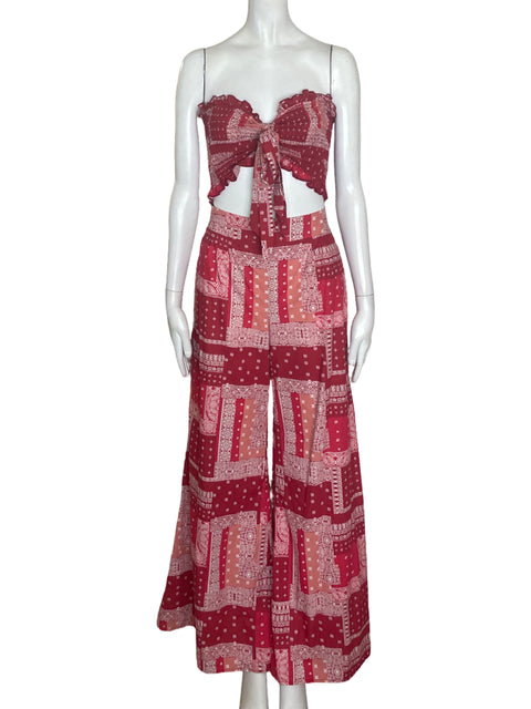 Conjunto Cider de Algodón Estampado Top/pantalon Rojo - Talla S