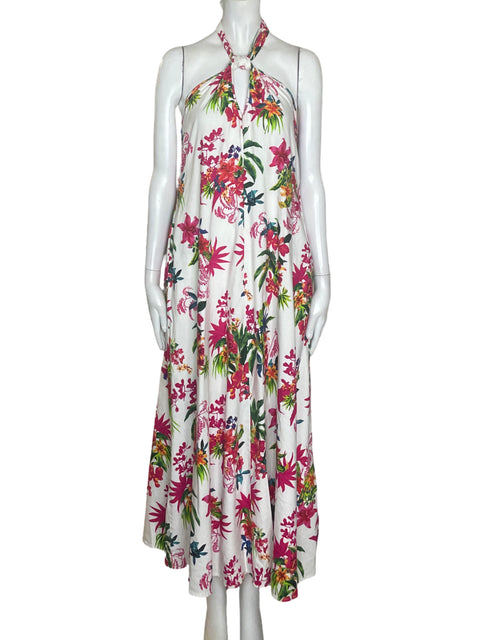 Vestido International Concepts de Lino Halter Estampado Rosado - Talla S