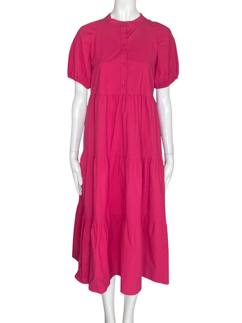 Vestido Ann Taylor de Algodón Manga corta Midi Rosado - Talla S
