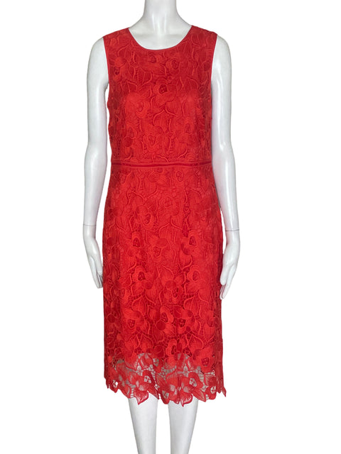 Vestido Ann Taylor Encaje Sin mangas Rojo - Talla 4