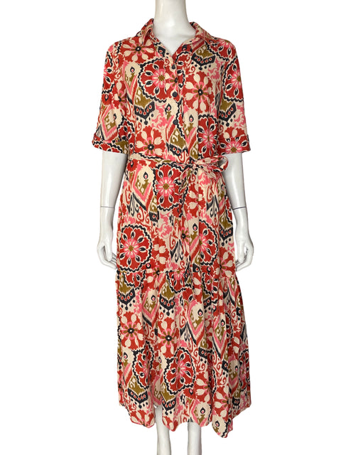 Vestido Zara de Algodón Estampado Rojo - Talla S