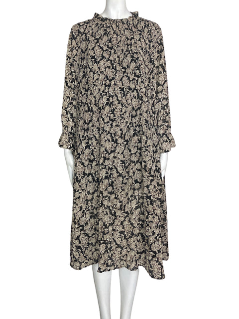 Vestido Tesoro Tps Midi Manga larga Beige - Talla S