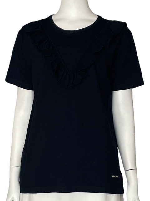 Blusa Miu Miu de Algodón Vuelos Liso Azul - Talla L