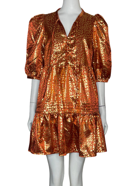 Vestido Tcec Mini Metalizado Dorado - Talla M
