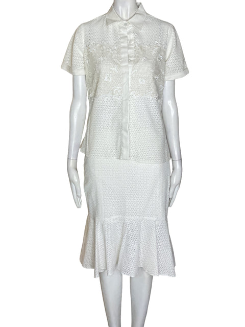 Conjunto Bassan Falda/camisa Vuelos Blanco - Talla S