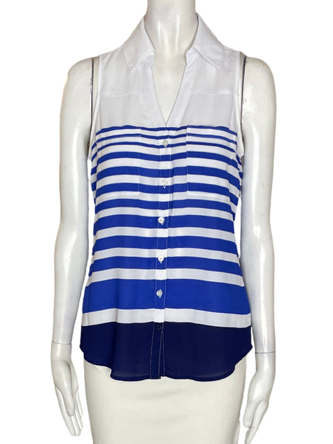 Camisa Express Rayas Botones Azul - Talla XS