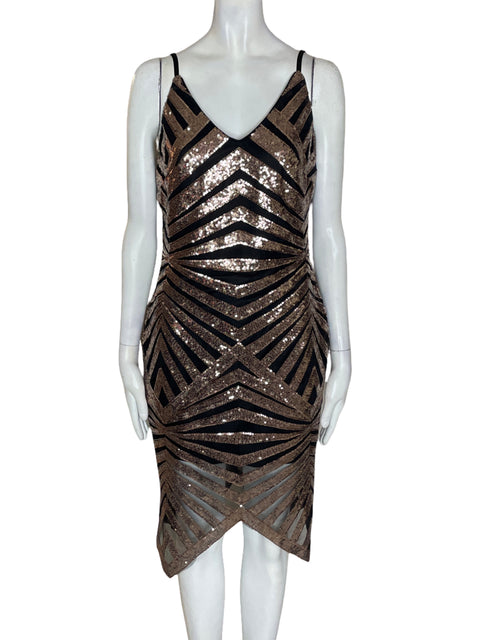 Vestido Tesoro Tps Tiras Lentejuelas Dorado - Talla S