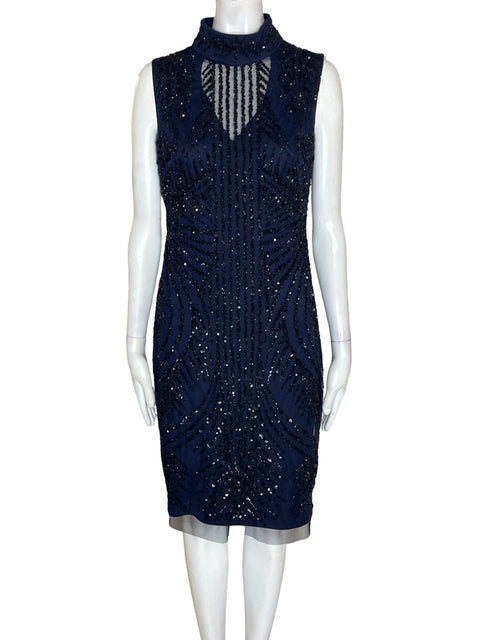 Vestido Adrianna Papell Brillo Sin mangas Azul - Talla 4