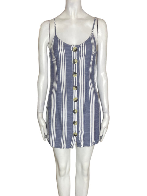 Vestido Derek Heart de Algodón Botones Tiras Azul - Talla S
