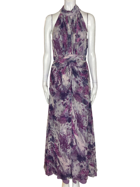 Vestido Tadashi Shoji Maxi Estampado Morado - Talla 6