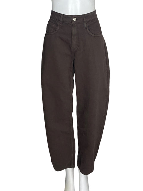 Pantalón Mango Baggy Zipper Marrón - Talla 38