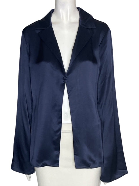 Blusa Eaves Satinado Abierto Azul - Talla M