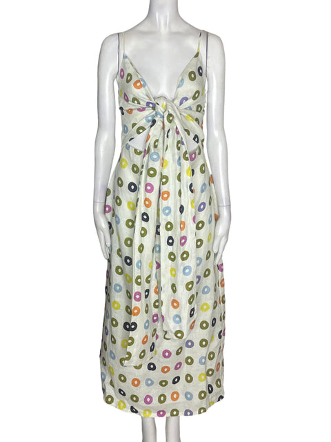 Vestido Cala De La Cruz de Lino Estampado Verde - Talla M
