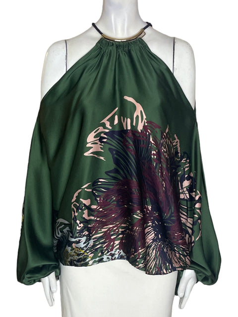 Blusa Silvia Tcherassi Halter Manga larga Verde - Talla M