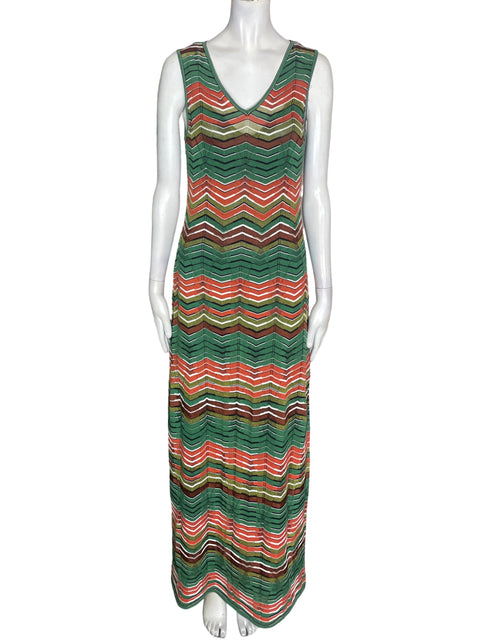 Vestido Missoni Sin mangas Rayas Verde - Talla 42