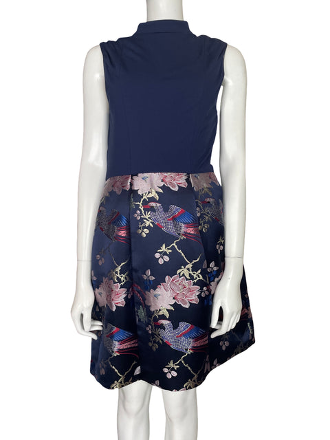 Vestido Ted Baker de Viscosa Mini Estampado Sin mangas Azul - Talla S
