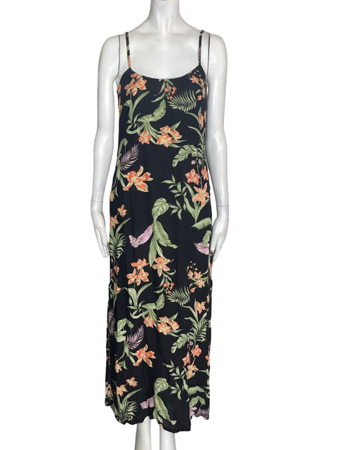 Vestido Roxy de Viscosa Tiras Maxi Negro - Talla XS