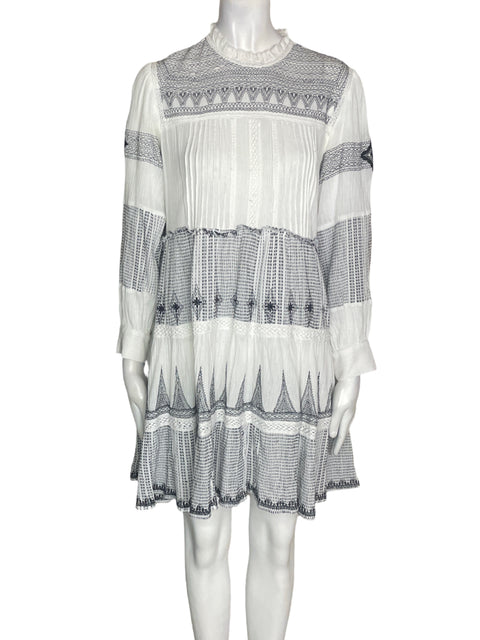 Vestido Tesoro Tps de Algodón Manga larga Midi Blanco - Talla S