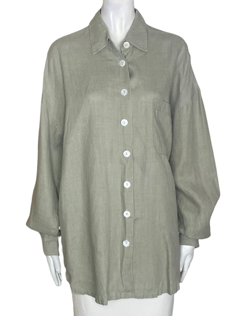 Camisa Kurt Kolln de Lino Bolsillo Botones Gris - Talla 2