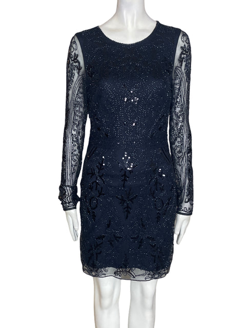 Vestido De Fiesta Minuet Pedreria Manga larga Azul - Talla S