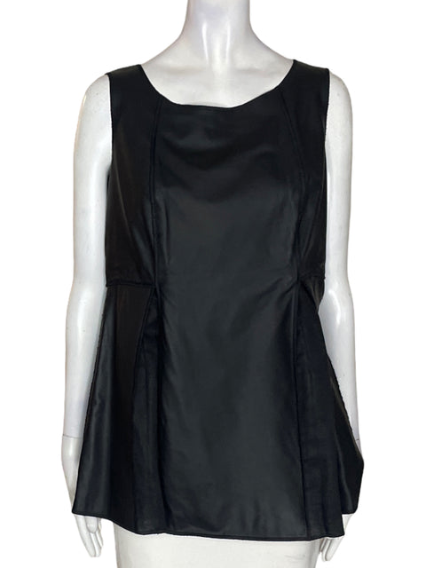 Blusa Lafayette 148 Cuero Sin mangas Negro - Talla 6
