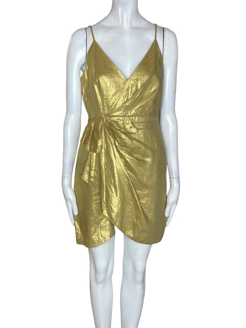 Vestido Sandro Tiras Mini Dorado - Talla S