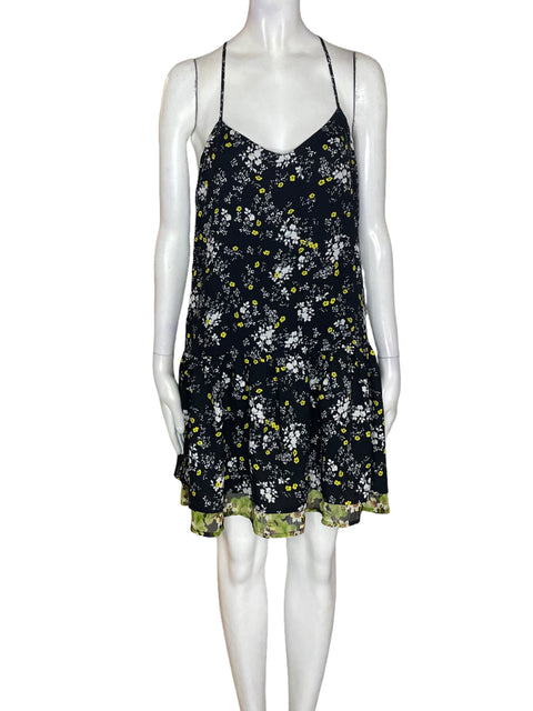 Vestido Vera Wang Floral Tiras Negro - Talla M