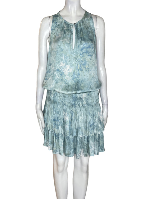 Vestido Current Air Estampado Plisado Azul - Talla M