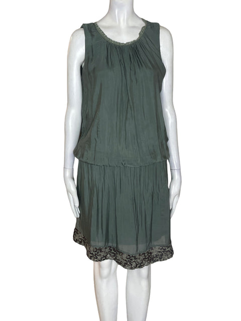 Vestido Italia de Viscosa Sin mangas Suelto Verde - Talla S