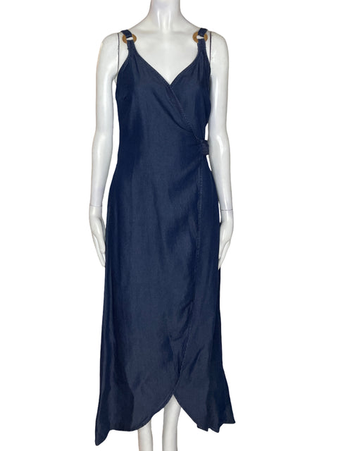 Vestido Studio F Cruzado Maxi Azul - Talla 4