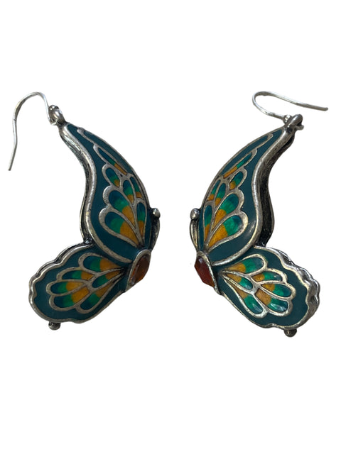 Arete Tesoro Tps Mariposas Largos Verde - Talla U