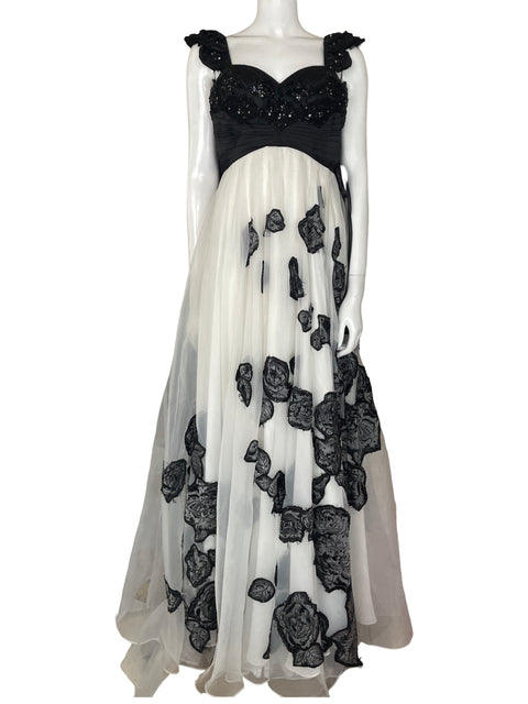 Vestido De Fiesta Princesse Haute Couture Maxi Tirantes abullonados Falda vaporosa de tul Negro - Talla 40
