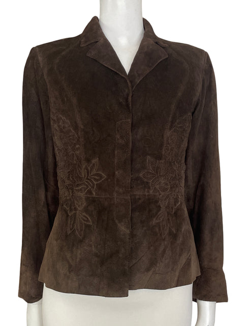 Chaqueta Margaret Godfrey Gamuza Bordado floral Marrón - Talla M