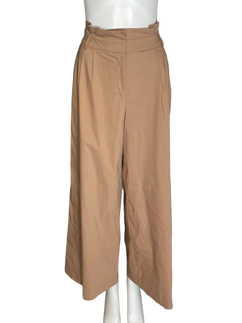 Pantalón Express de Algodón Recto Wide-leg Marrón - Talla 10