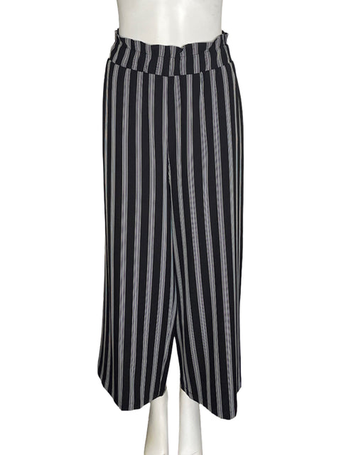 Pantalón Zara Elastico Rayas Negro - Talla L