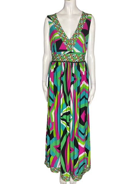 Vestido Va Va Voom Estampado Maxi Verde - Talla S
