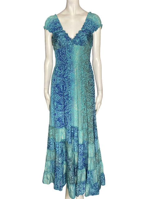 Vestido Sudán Elastico Maxi Azul - Talla S
