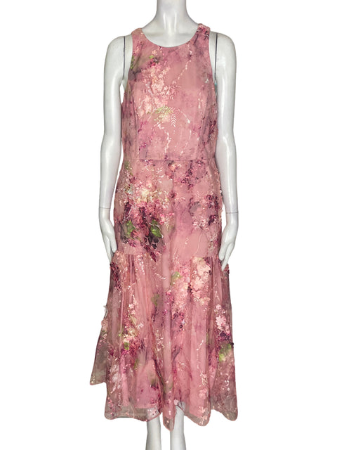 Vestido De Fiesta Aidan Mattox Sin mangas Apliques Rosado - Talla 8
