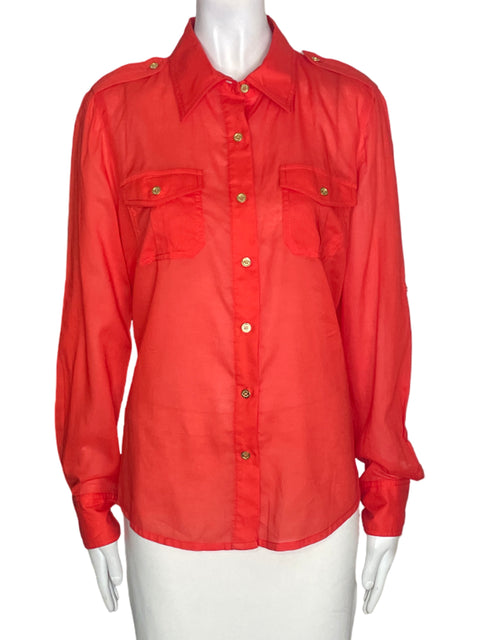 Camisa Tory Burch de Algodón Manga larga Botones Naranja - Talla 8