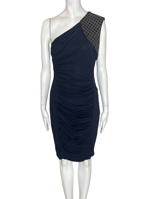 Vestido Yigal Azrouel Oneshoulder Ajustado Negro - Talla 8
