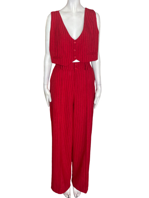 Conjunto Lady Moon Chaleco/pantalon Sin mangas Rojo - Talla M